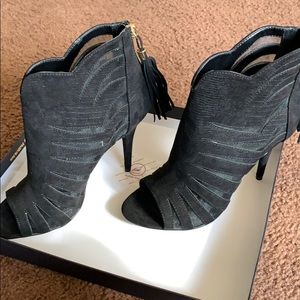 Open toe black Bebe Heels